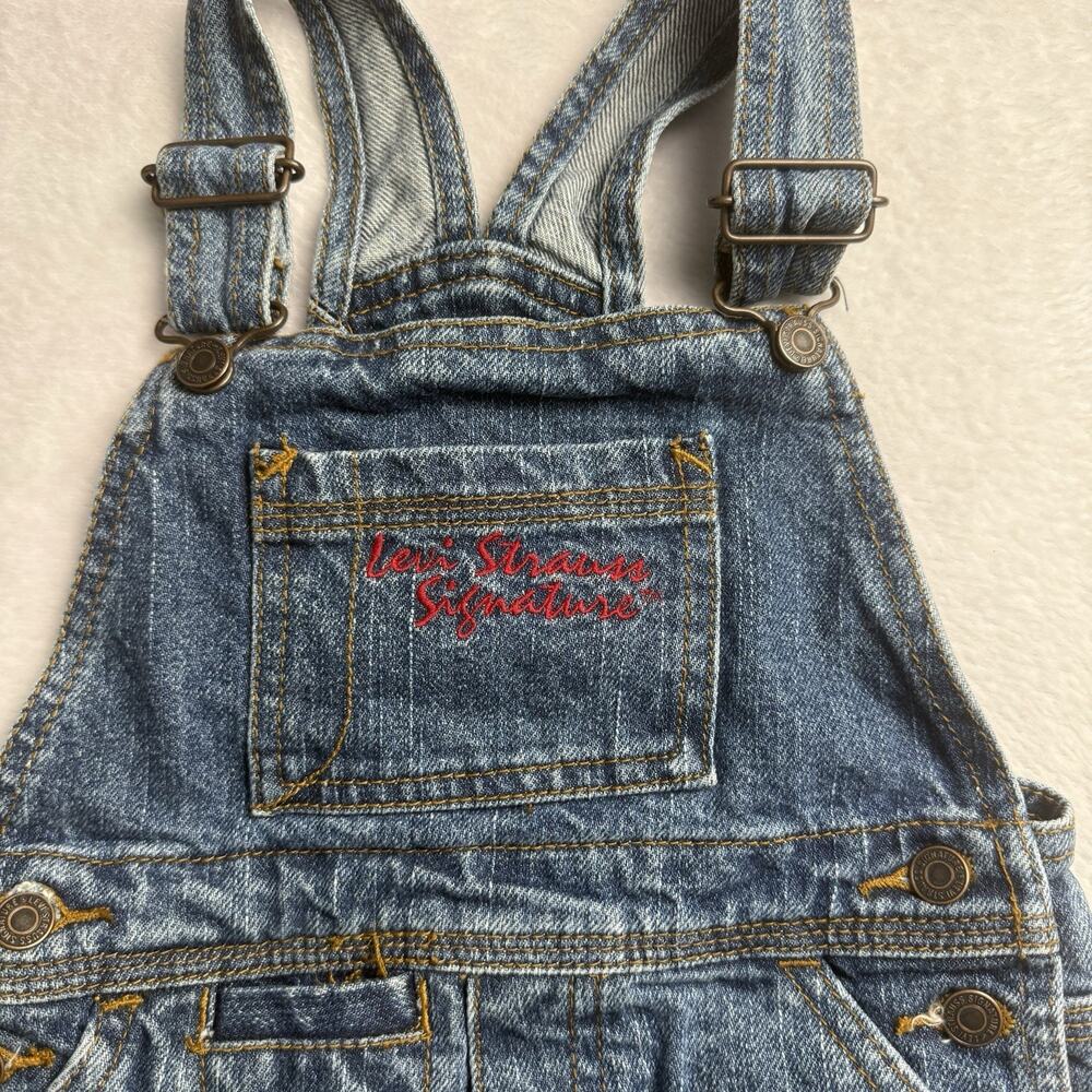 Vtg Levi’s Jeans Authentic Toddler Boys Shortall Overall 24 Months Embroidered